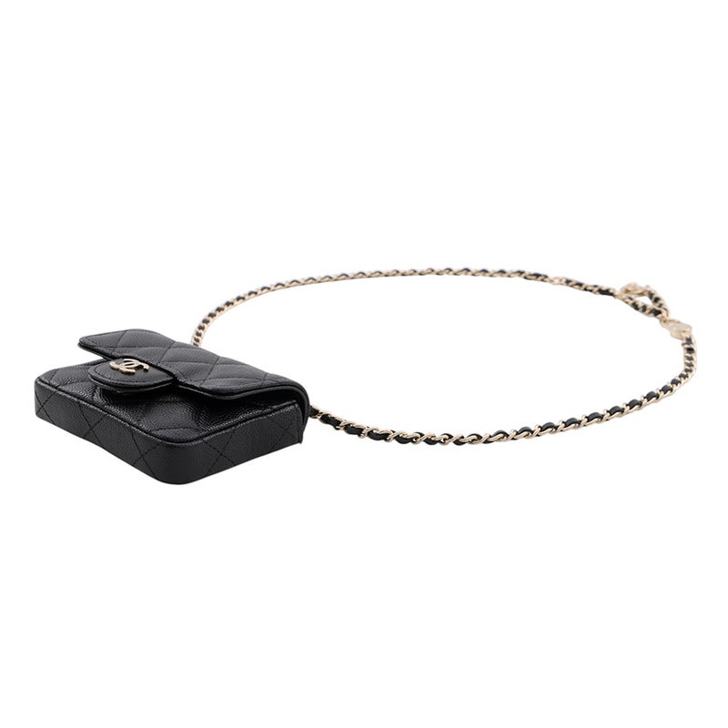 シャネル ウエストポーチ マトラッセ ココマーク キャビアスキン AP1952 CHANEL ベルトバッグ 黒