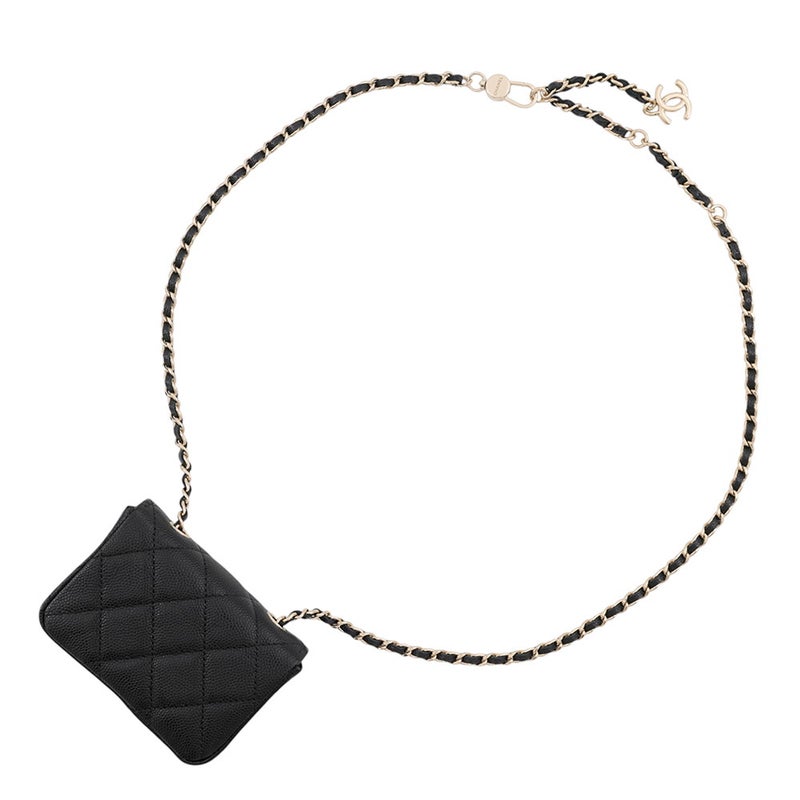 シャネル ウエストポーチ マトラッセ ココマーク キャビアスキン AP1952 CHANEL ベルトバッグ 黒