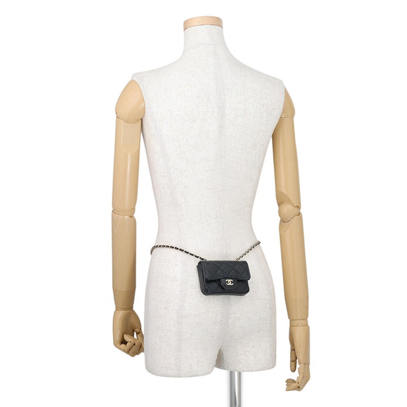 シャネル ウエストポーチ マトラッセ ココマーク キャビアスキン AP1952 CHANEL ベルトバッグ 黒
