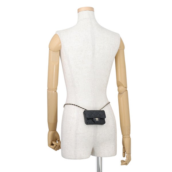 シャネル ウエストポーチ マトラッセ ココマーク キャビアスキン AP1952 CHANEL ベルトバッグ 黒