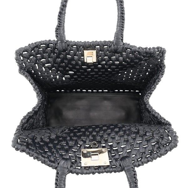 サルヴァトーレ・フェラガモ ハンドバッグ スタジオ ラフィア 211101 Ferragamo 2way 黒