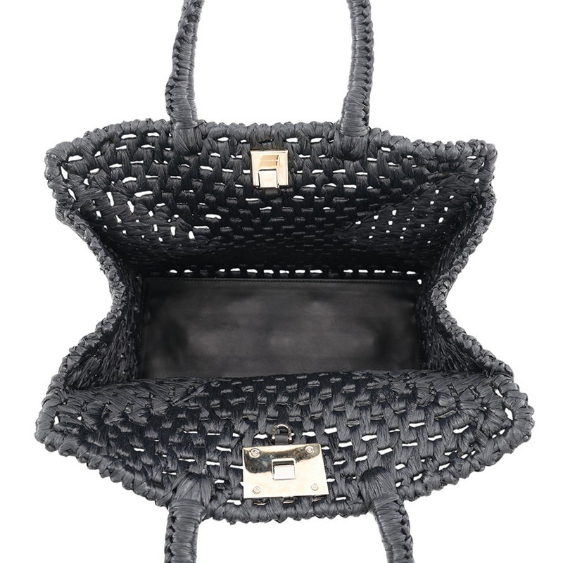 サルヴァトーレ・フェラガモ ハンドバッグ スタジオ ラフィア 211101 Ferragamo 2way 黒