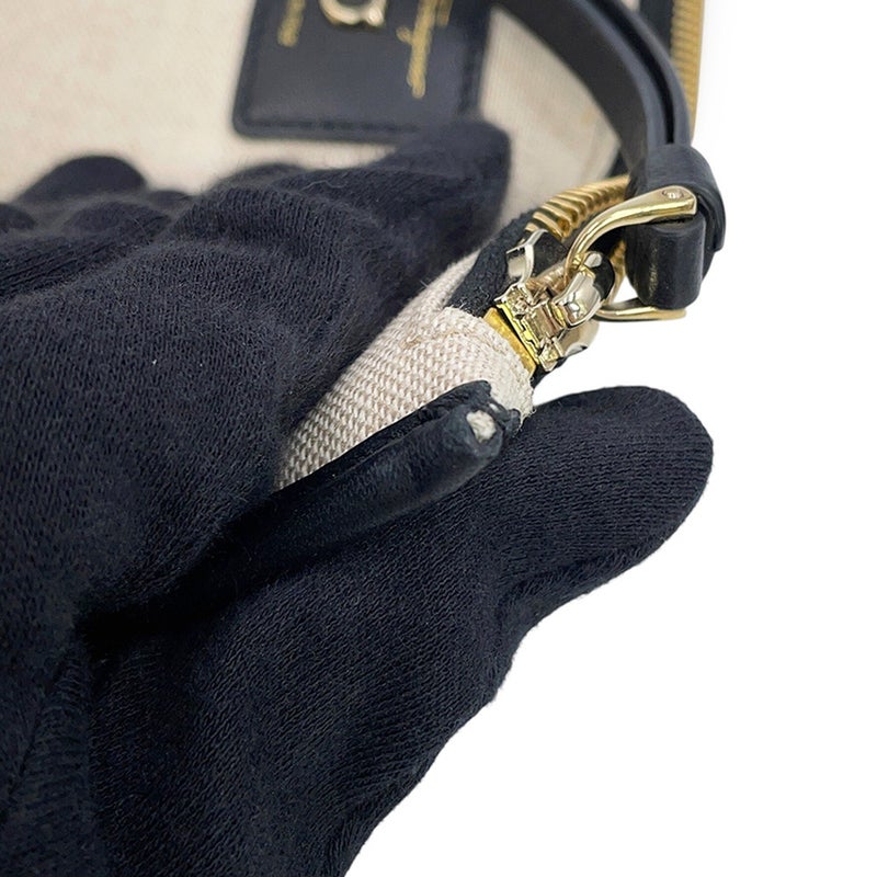 サルヴァトーレ・フェラガモ ハンドバッグ スタジオ ラフィア 211101 Ferragamo 2way 黒