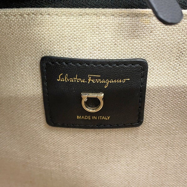 サルヴァトーレ・フェラガモ ハンドバッグ スタジオ ラフィア 211101 Ferragamo 2way 黒