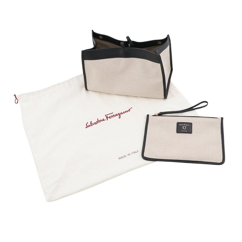 サルヴァトーレ・フェラガモ ハンドバッグ スタジオ ラフィア 211101 Ferragamo 2way 黒
