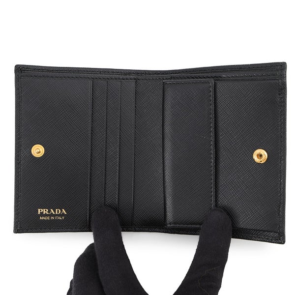 プラダ 財布 サフィアーノレザー トライアングルロゴ ウォレット 1MV204 PRADA 黒