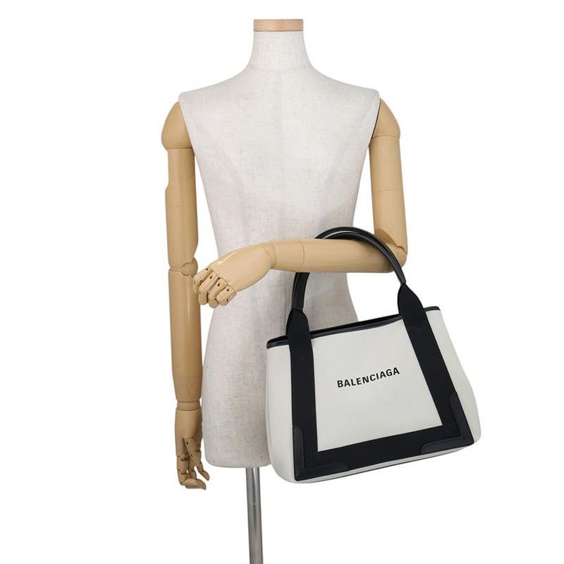 バレンシアガ トートバッグ ネイビーカバス S ポーチ付 339933 BALENCIAGA バッグ 黒 白