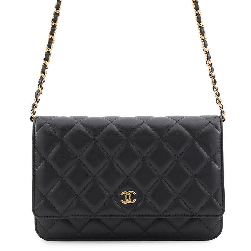 シャネル チェーンウォレット クラシック マトラッセ ココマーク ラムスキン AP0250 CHANEL 黒 財布