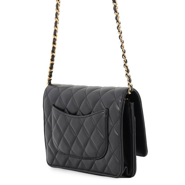 シャネル チェーンウォレット クラシック マトラッセ ココマーク ラムスキン AP0250 CHANEL 黒 財布