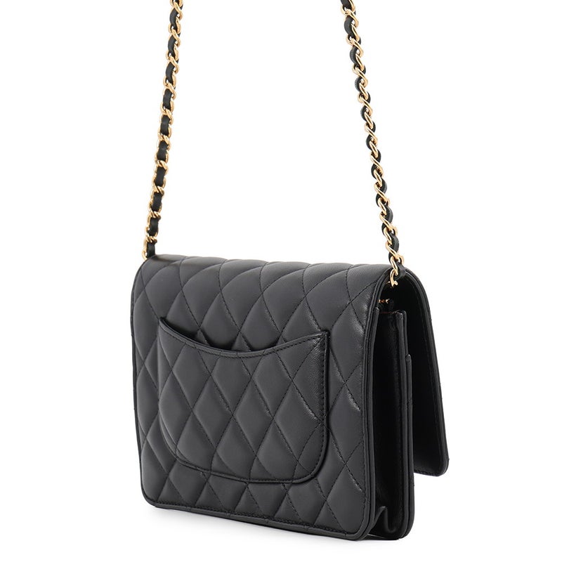 シャネル チェーンウォレット クラシック マトラッセ ココマーク ラムスキン AP0250 CHANEL 黒 財布