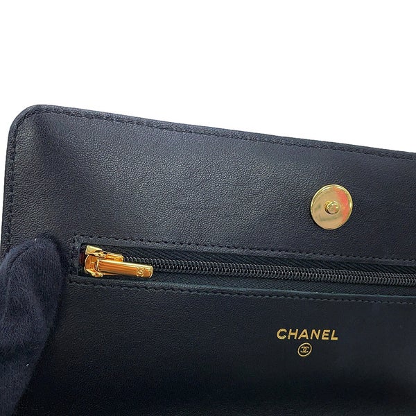 シャネル チェーンウォレット クラシック マトラッセ ココマーク ラムスキン AP0250 CHANEL 黒 財布