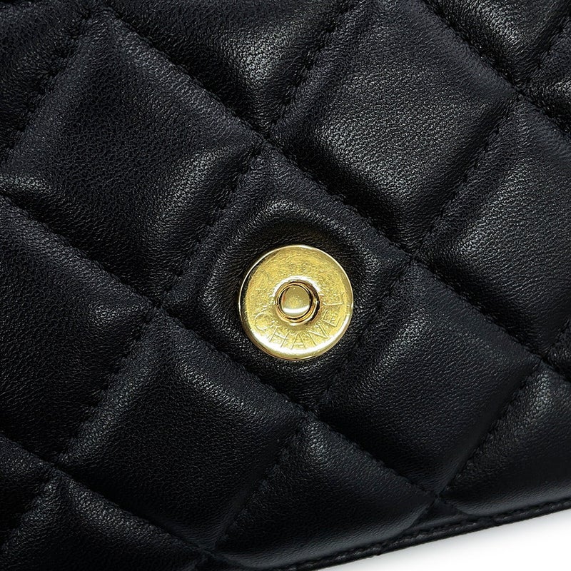シャネル チェーンウォレット クラシック マトラッセ ココマーク ラムスキン AP0250 CHANEL 黒 財布