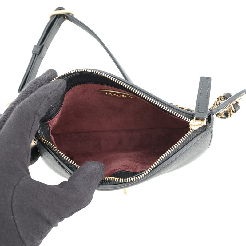 シャネル ウエストバッグ ココマーク マトラッセ レザー/ツイード CHANEL ベルトバッグ 黒