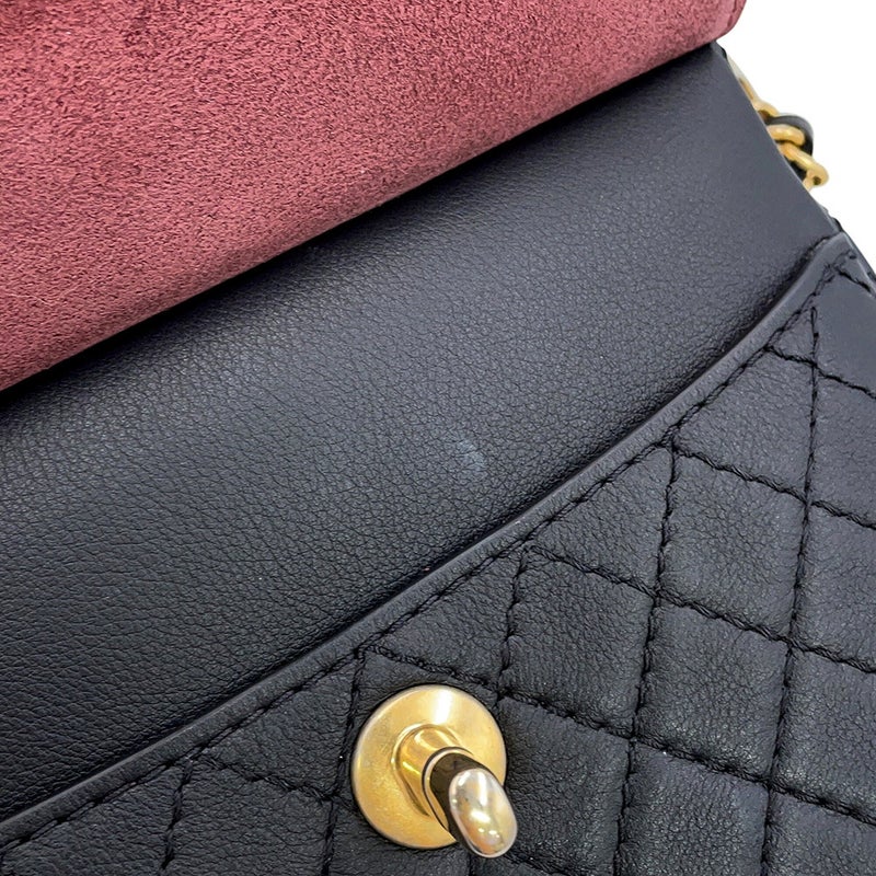 シャネル ウエストバッグ ココマーク マトラッセ レザー/ツイード CHANEL ベルトバッグ 黒