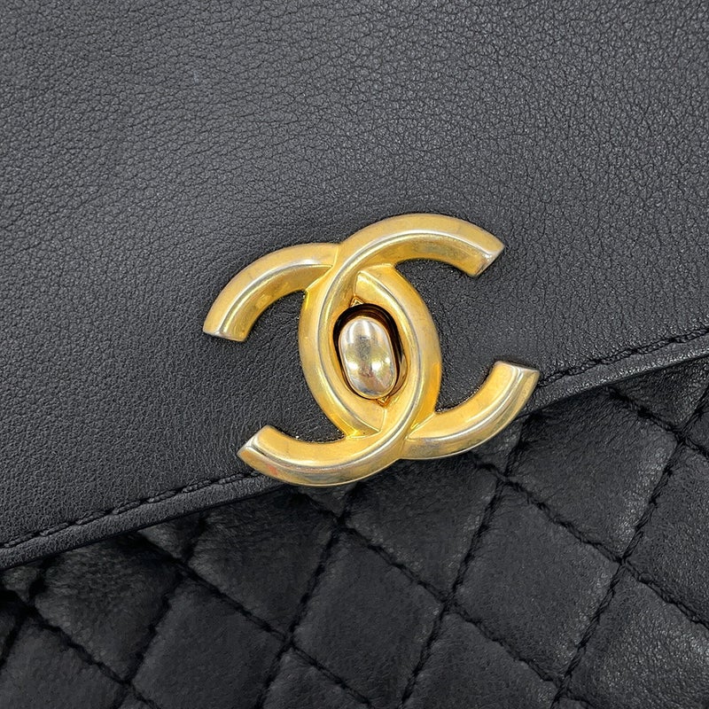 シャネル ウエストバッグ ココマーク マトラッセ レザー/ツイード CHANEL ベルトバッグ 黒