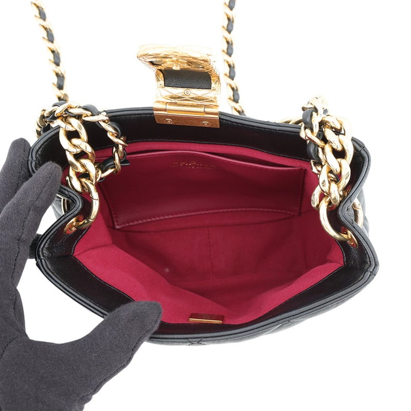 シャネル チェーンショルダーバッグ マトラッセ ココマーク ラムスキン AS3475 CHANEL  2way 黒