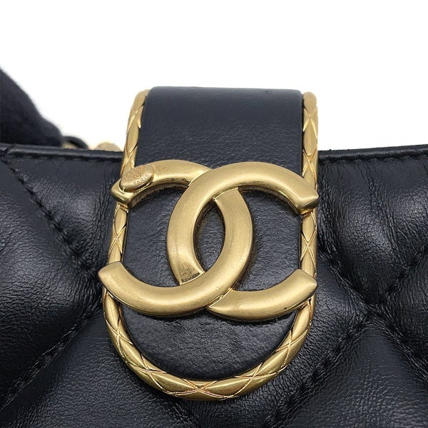 シャネル チェーンショルダーバッグ マトラッセ ココマーク ラムスキン AS3475 CHANEL  2way 黒