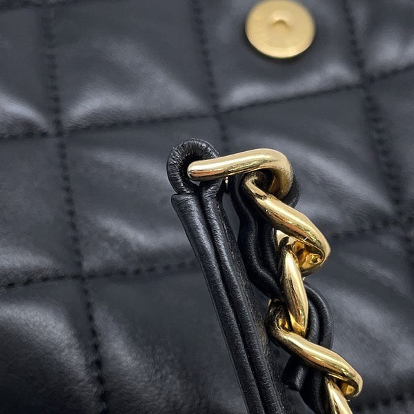 シャネル チェーンショルダーバッグ マトラッセ ココマーク ラムスキン AS3475 CHANEL  2way 黒
