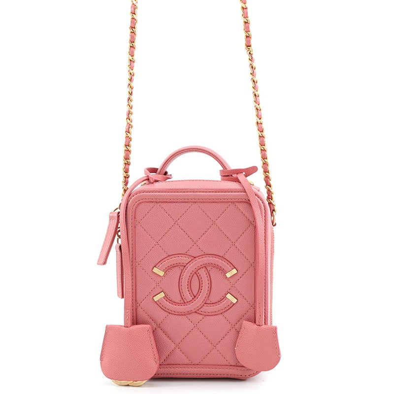 シャネル チェーンショルダーバッグ CCフィリグリー バニティバッグ キャビアスキン AS0988 CHANEL