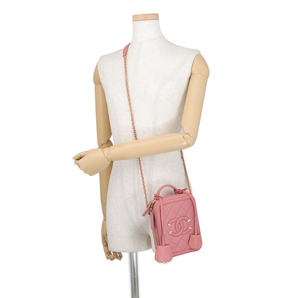 シャネル チェーンショルダーバッグ CCフィリグリー バニティバッグ キャビアスキン AS0988 CHANEL
