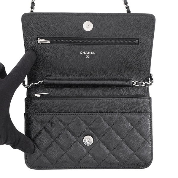 シャネル チェーンウォレット クラシック マトラッセ ココマーク キャビアスキン AP0250 CHANEL 財布 黒