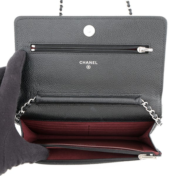シャネル チェーンウォレット クラシック マトラッセ ココマーク キャビアスキン AP0250 CHANEL 財布 黒