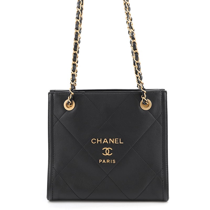 シャネル チェーンショルダーバッグ ショッピングバッグ マトラッセ ココマーク ラムスキン AS2750 CHANEL 黒