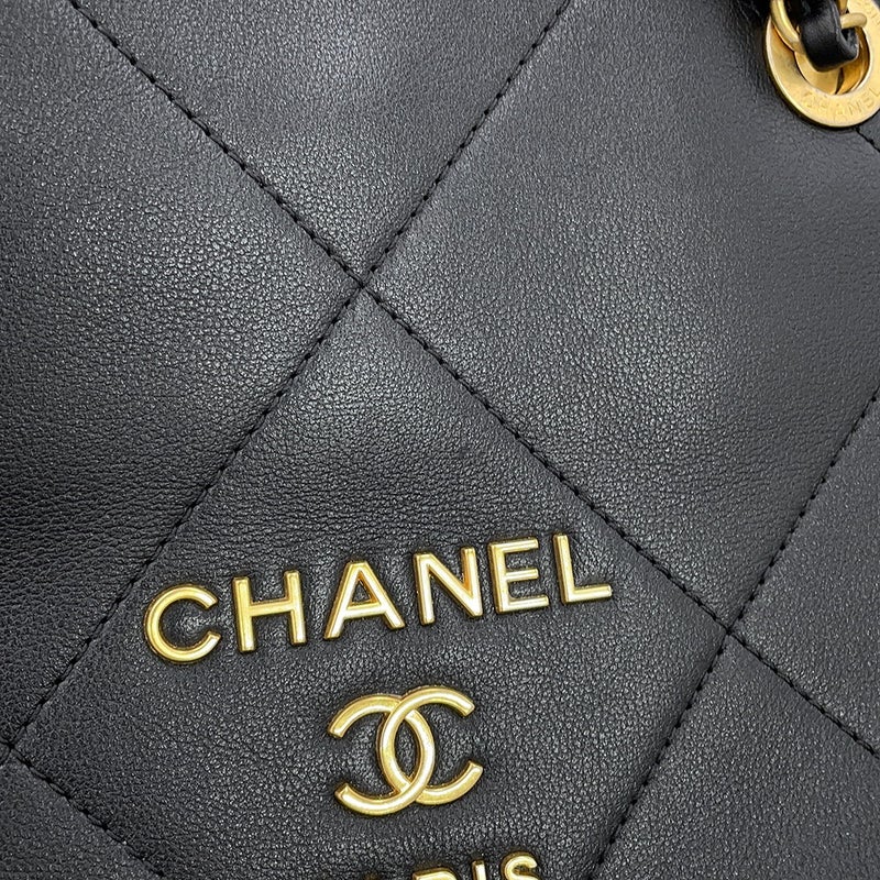 シャネル チェーンショルダーバッグ ショッピングバッグ マトラッセ ココマーク ラムスキン AS2750 CHANEL 黒