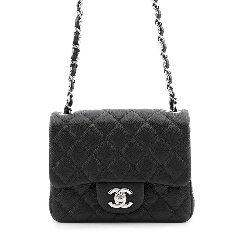 シャネル チェーンショルダーバッグ ミニ クラシック マトラッセ ココマーク キャビアスキン A35200 CHANEL バッグ ミニマト 黒
