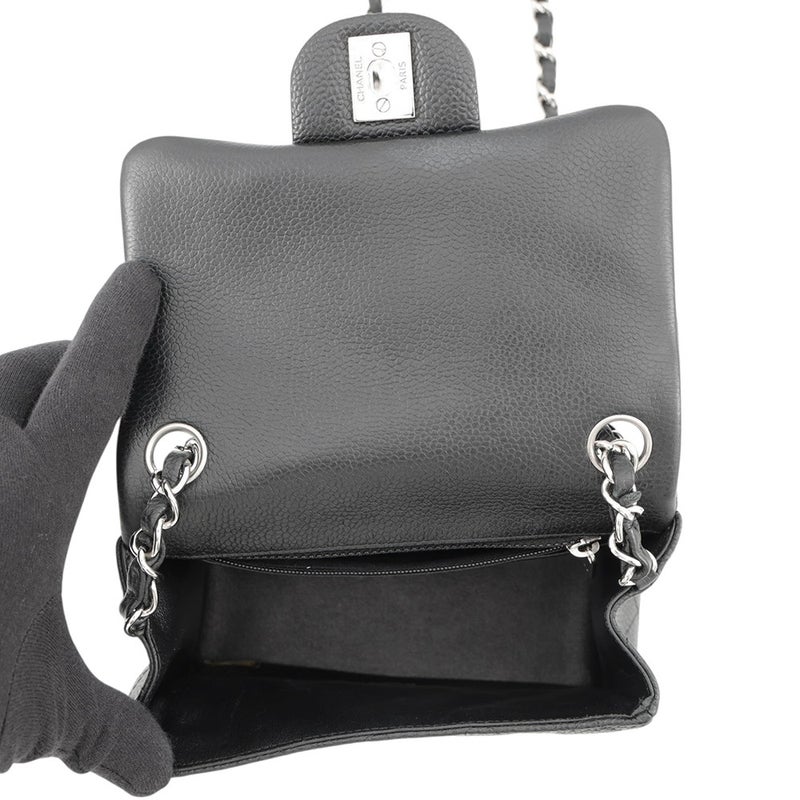 シャネル チェーンショルダーバッグ ミニ クラシック マトラッセ ココマーク キャビアスキン A35200 CHANEL バッグ ミニマト 黒