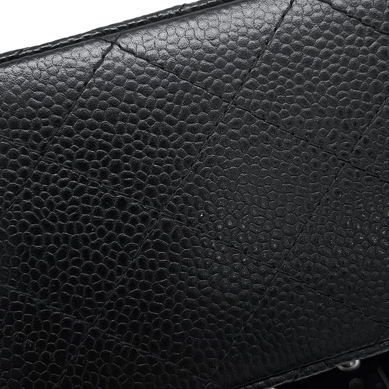 シャネル チェーンショルダーバッグ ミニ クラシック マトラッセ ココマーク キャビアスキン A35200 CHANEL バッグ ミニマト 黒