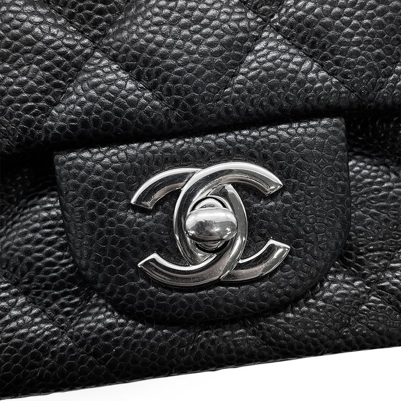 シャネル チェーンショルダーバッグ ミニ クラシック マトラッセ ココマーク キャビアスキン A35200 CHANEL バッグ ミニマト 黒