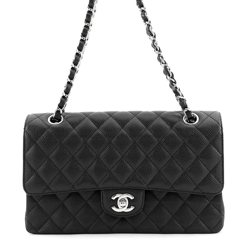 シャネル チェーンショルダーバッグ マトラッセ25 ココマーク キャビアスキン ダブルチェーン A01112 CHANEL 黒