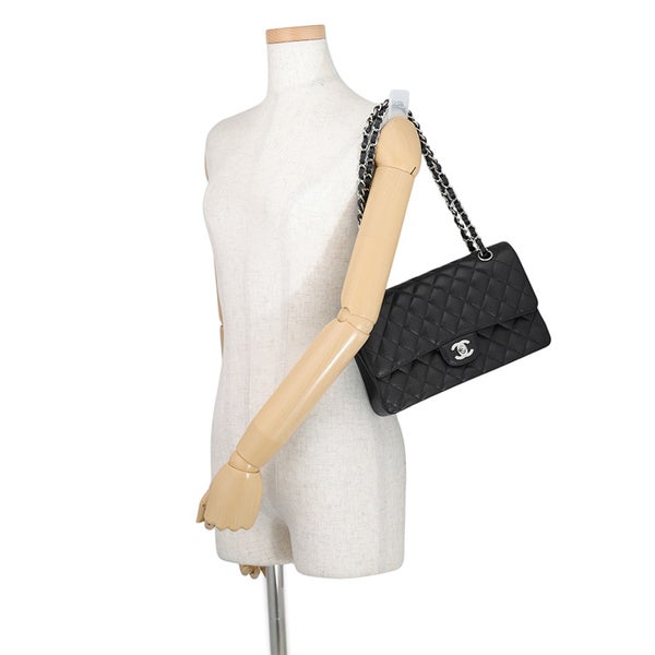 シャネル チェーンショルダーバッグ マトラッセ25 ココマーク キャビアスキン ダブルチェーン A01112 CHANEL 黒