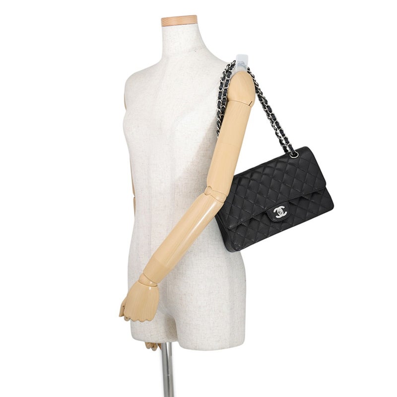 シャネル チェーンショルダーバッグ マトラッセ25 ココマーク キャビアスキン ダブルチェーン A01112 CHANEL 黒