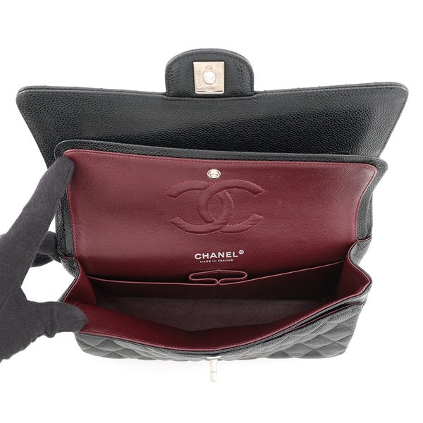 シャネル チェーンショルダーバッグ マトラッセ25 ココマーク キャビアスキン ダブルチェーン A01112 CHANEL 黒