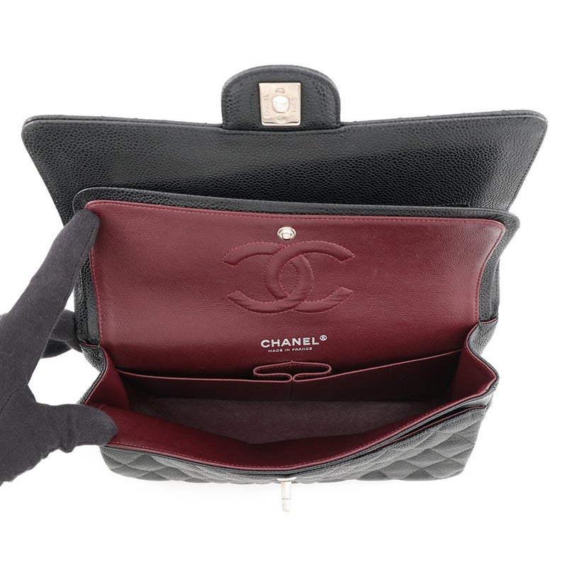 シャネル チェーンショルダーバッグ マトラッセ25 ココマーク キャビアスキン ダブルチェーン A01112 CHANEL 黒