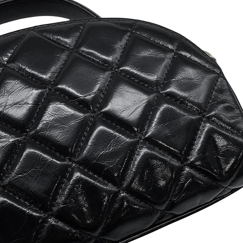シャネル チェーンショルダーバッグ マトラッセ ココマーク ドーム型 レザー CHANEL バッグ 黒