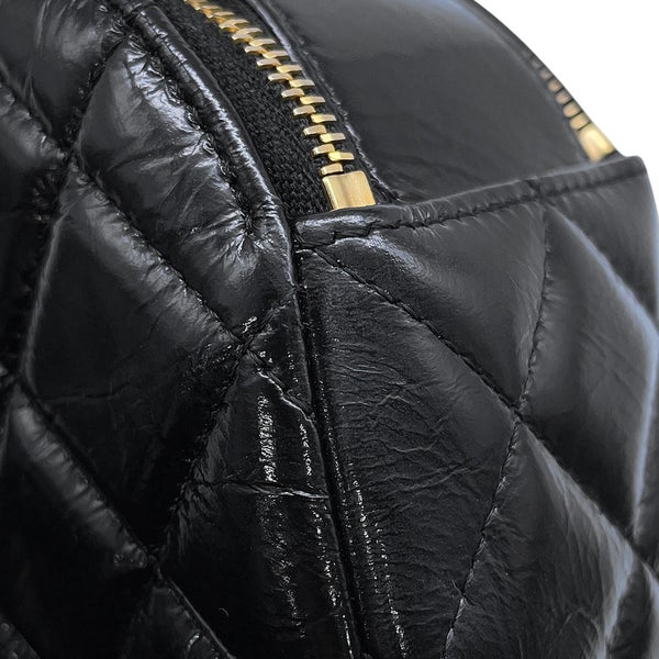 シャネル チェーンショルダーバッグ マトラッセ ココマーク ドーム型 レザー CHANEL バッグ 黒