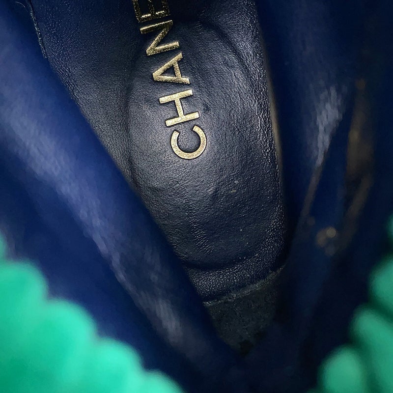 シャネル ショートブーツ ココマーク レースアップ コンバットブーツ スエード レディースサイズ37 1/2C G36536 CHANEL 靴