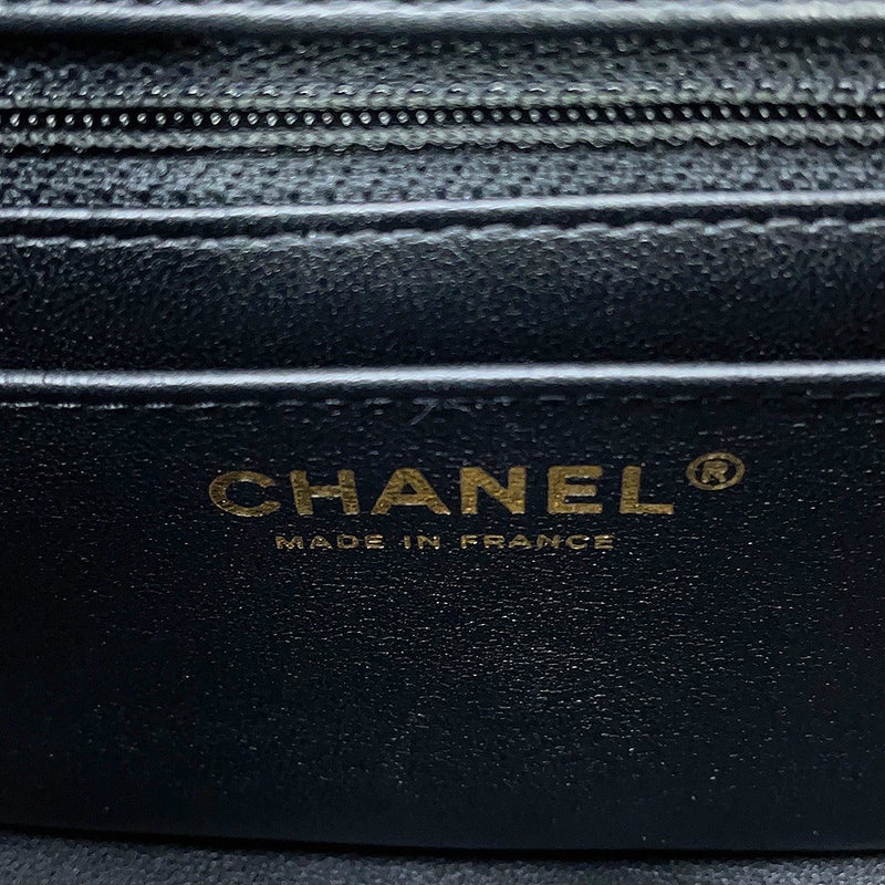 シャネル チェーンショルダーバッグ ミニマトラッセ ダイヤ ハート ラムスキン CHANEL 黒