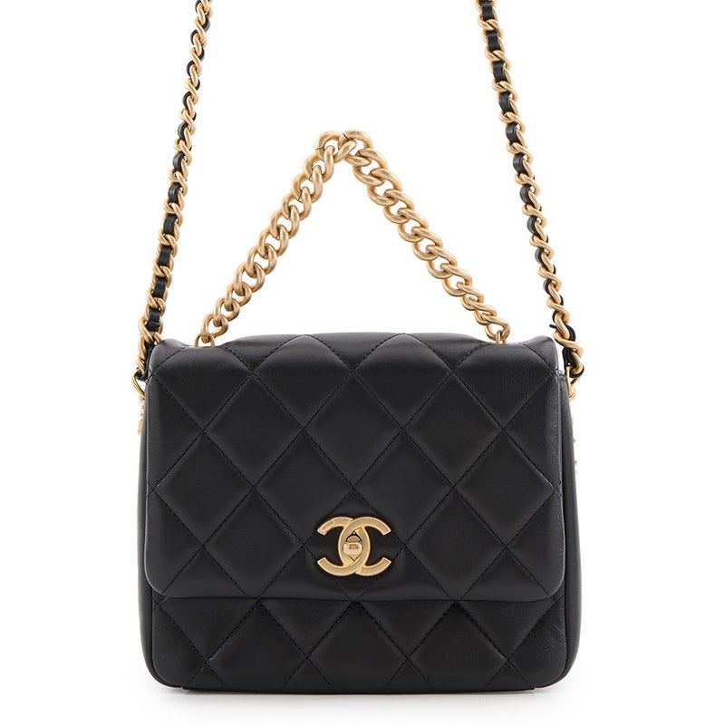 シャネル チェーンショルダーバッグ マトラッセ ココマーク ラムスキン AS2734 CHANEL 黒