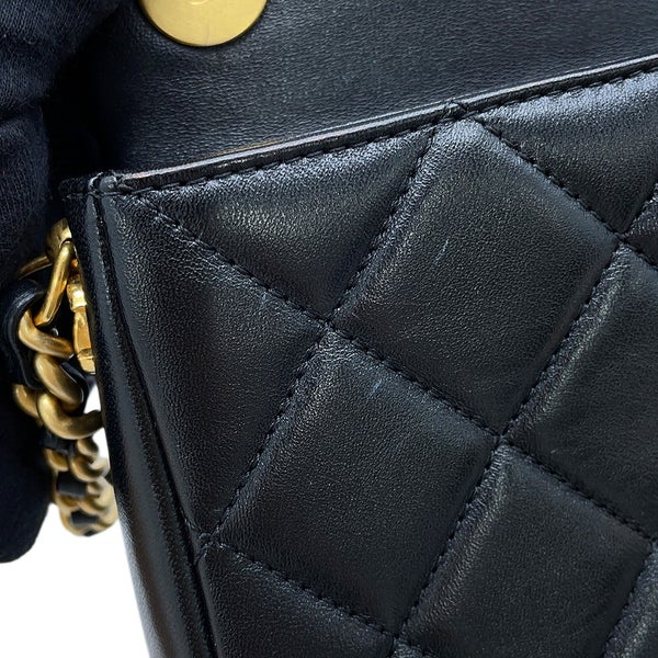シャネル チェーンショルダーバッグ マトラッセ ココマーク ラムスキン AS2734 CHANEL 黒