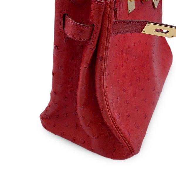 エルメス バーキン30 ルージュヴィフ/ゴールド金具 オーストリッチ □B刻印 HERMES Birkin ハンドバッグ