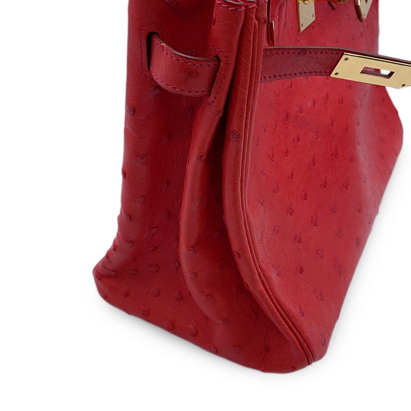 エルメス バーキン30 ルージュヴィフ/ゴールド金具 オーストリッチ □B刻印 HERMES Birkin ハンドバッグ