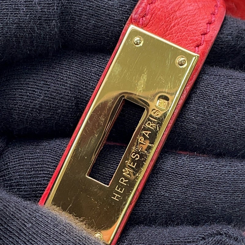 エルメス バーキン30 ルージュヴィフ/ゴールド金具 オーストリッチ □B刻印 HERMES Birkin ハンドバッグ