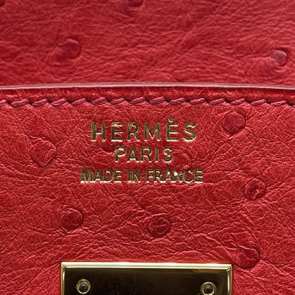 エルメス バーキン30 ルージュヴィフ/ゴールド金具 オーストリッチ □B刻印 HERMES Birkin ハンドバッグ