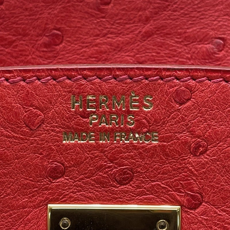 エルメス バーキン30 ルージュヴィフ/ゴールド金具 オーストリッチ □B刻印 HERMES Birkin ハンドバッグ