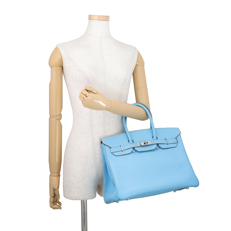 エルメス バーキン35 キャンディ セレステ/ミコノス/シルバー金具 エプソン □N刻印 HERMES Birkin ハンドバッグ