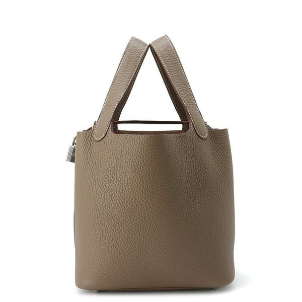 エルメス ハンドバッグ ピコタンロックPM エトゥープ/シルバー金具 トリヨンクレマンス W刻印